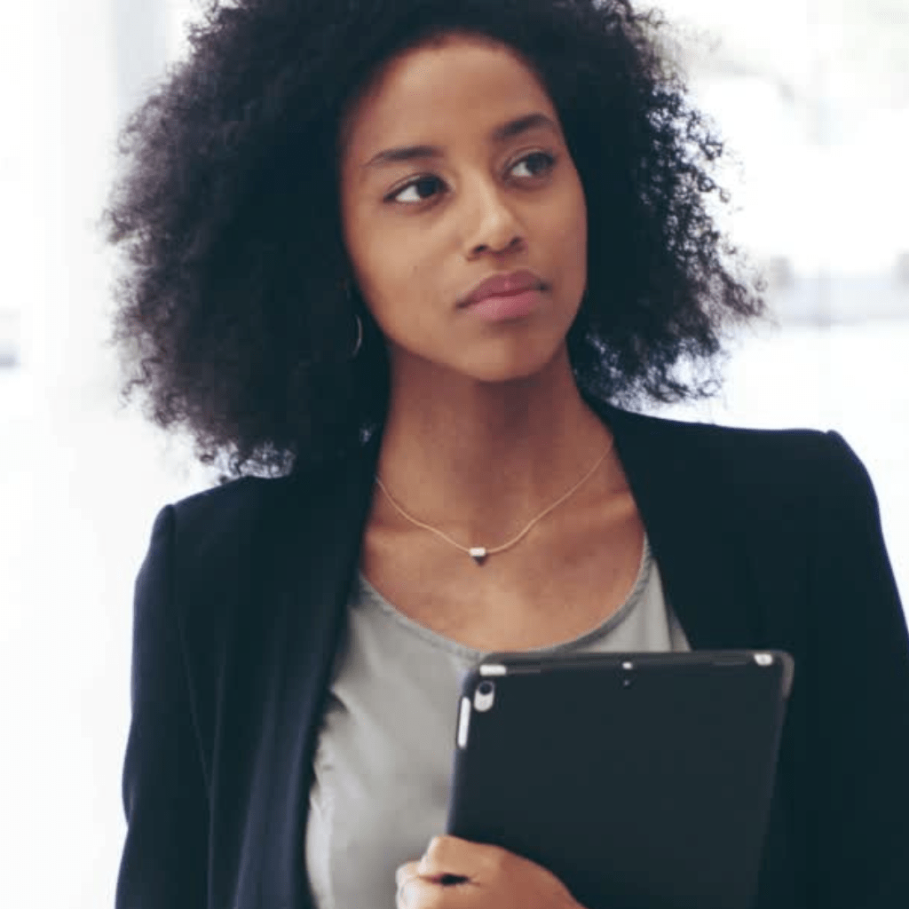 Image - Confident lady holding a tablet